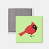 Schattigee Cartoon Rode Kardinaal met Bloemen Magneet (Voorkant / Achterkant)