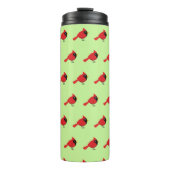 Schattigee Cartoon Rode Kardinaal met Bloemen Thermosbeker (Voorkant)