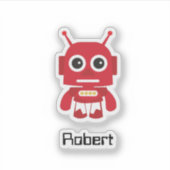 Schattigee Cartoon Rode Retro Robot Sticker (Voorkant)