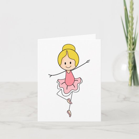 Schattigee Cartoon Roze Ballerina Algemeen Gebruik Kaart (Voorkant)