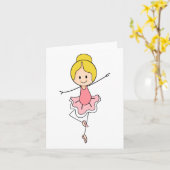 Schattigee Cartoon Roze Ballerina Algemeen Gebruik Kaart (Gele Bloem)