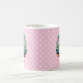 Schattigee Cartoon Roze Flamingo en Polka Dots Koffiemok (Center)