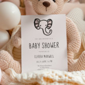 Schattigee cartoon Roze olifant Baby shower Invita Kaart