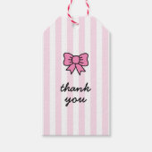 Schattigee Cartoon Roze strik Dank u Cadeaulabel (Voorkant)