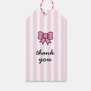 Schattigee Cartoon Roze strik Dank u Cadeaulabel