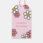 Schattigee Cartoon Roze strik Dank u Cadeaulabel (Achterkant)