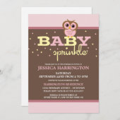 Schattigee Cartoon Roze Uil Baby Sprinkle Uitnodig Kaart (Voorkant / Achterkant)