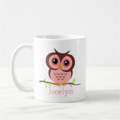 Schattigee Cartoon roze uil Koffiemok (Links)