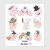 Schattigee Cartoon Roze Varkens Sticker set (Vel)