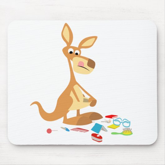 Schattigee Cartoon Rummaging Kangaroo Mousepad Muismat (Voorkant)
