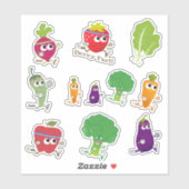 Schattigee Cartoon Running Fruit and Veggies Stick Sticker (Vel)