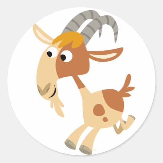 Schattigee Cartoon Running Goat Sticker (Voorkant)