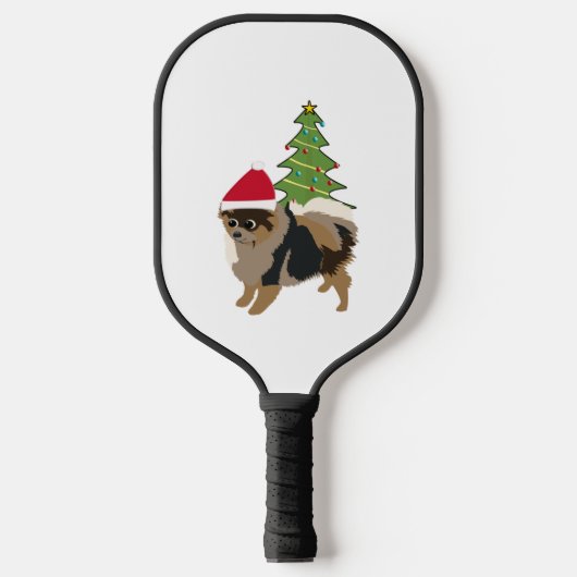 Schattigee Cartoon Sable Pomeranian in een kerstmu Pickleball Paddle (Voorkant)