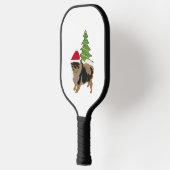 Schattigee Cartoon Sable Pomeranian in een kerstmu Pickleball Paddle (Links)