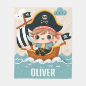 Schattigee Cartoon Sailor Pirate Boy en Piratensch Fleece Deken (Voorkant)