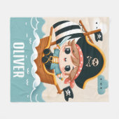 Schattigee Cartoon Sailor Pirate Boy en Piratensch Fleece Deken (Voorkant (Horizontaal))