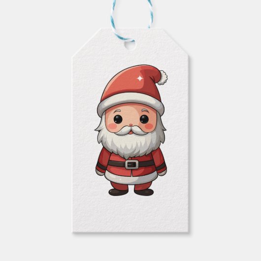 Schattigee Cartoon Santa Claus Illustratie Cadeaulabel (Voorkant)