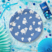 Schattigee cartoon Schaap op blauwe achtergrond Papieren Bordje (Feest)