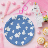 Schattigee cartoon Schaap op blauwe achtergrond Papieren Bordje (Feest)