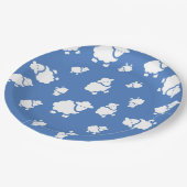 Schattigee cartoon Schaap op blauwe achtergrond Papieren Bordje (Gekanteld)