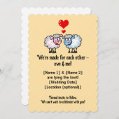 Schattigee Cartoon schapen bruiloft Save The Date (Voorkant / Achterkant)