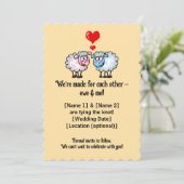 Schattigee Cartoon schapen bruiloft Save The Date (Staand voorkant)