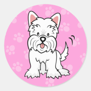 Schattigee Cartoon Schattigee Cartoon Westie Stick Ronde Sticker