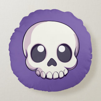 Schattigee Cartoon schedel Halloween Rond Kussen