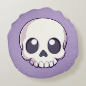 Schattigee Cartoon schedel Halloween Rond Kussen (Achterkant)