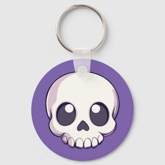 Schattigee Cartoon schedel Halloween Sleutelhanger (Voorkant)