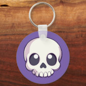 Schattigee Cartoon schedel Halloween Sleutelhanger (Voorkant)