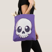 Schattigee Cartoon schedel Halloween Tote Bag (Dichtbij)