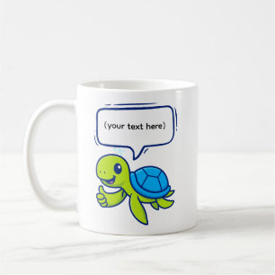 Schattigee Cartoon Schildpad met Speech Bubble Koffiemok