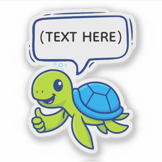 Schattigee Cartoon Schildpad met Speech Bubble Sticker (Voorkant)