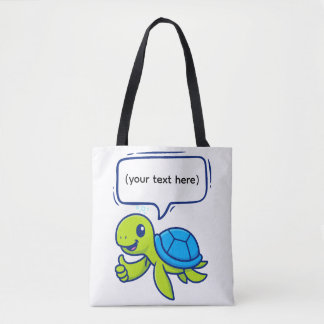 Schattigee Cartoon Schildpad met Speech Bubble Tote Bag