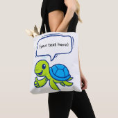 Schattigee Cartoon Schildpad met Speech Bubble Tote Bag (Dichtbij)