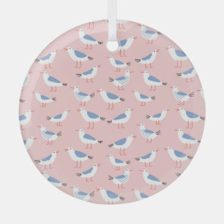 Schattigee Cartoon Seagulls Naadloze Patroon Glas Ornament