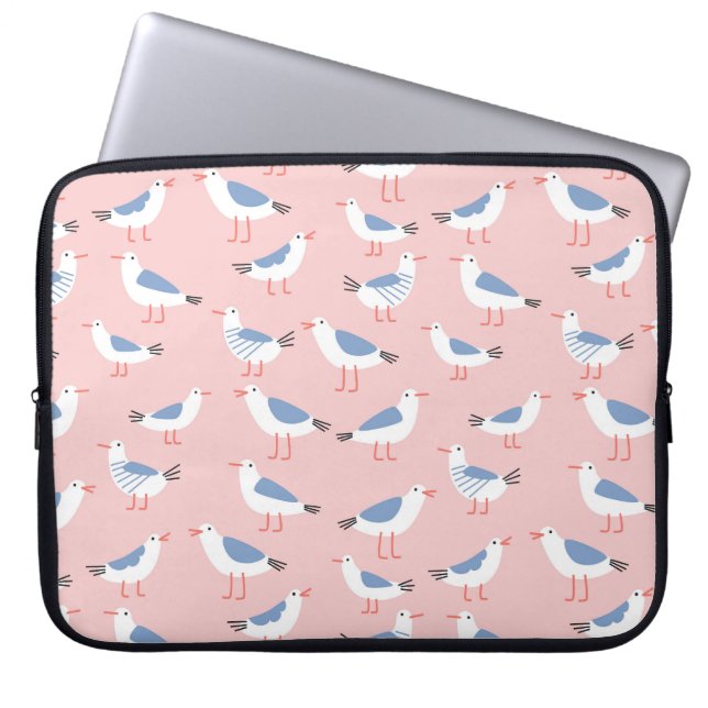 Schattigee Cartoon Seagulls Naadloze Patroon Laptop Sleeve (Voorkant)