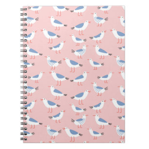 Schattigee Cartoon Seagulls Naadloze Patroon Notitieboek
