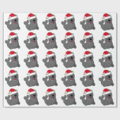 Schattigee Cartoon Seal Dragen Santa Hat Cadeaupapier (Vlak)