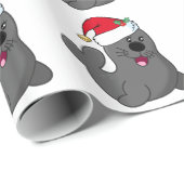Schattigee Cartoon Seal Dragen Santa Hat Cadeaupapier (Rol Hoek)