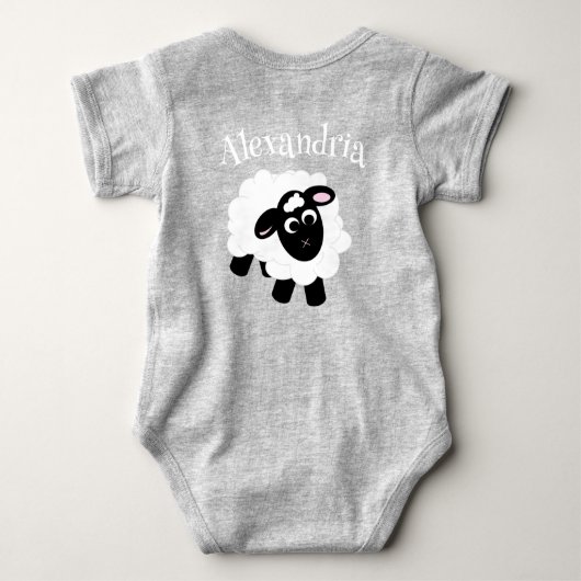 Schattigee Cartoon Sheep Grey Romper (Achterkant)