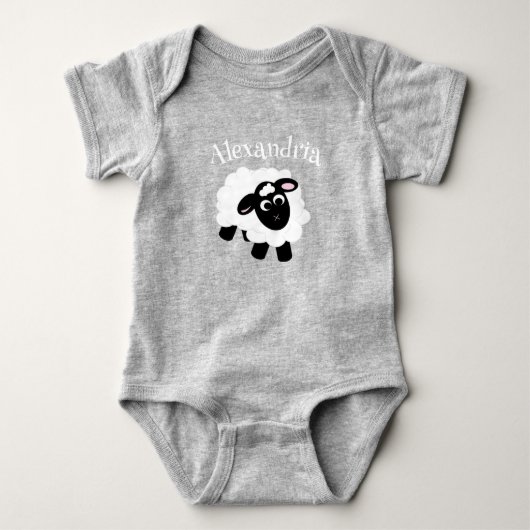 Schattigee Cartoon Sheep Grey Romper (Voorkant)