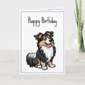 Schattigee Cartoon Sheltie Shetland Shepherd Verja Kaart (Voorkant)