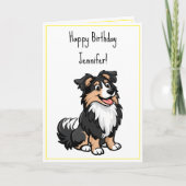 Schattigee Cartoon Sheltie Shetland Shepherd Verja Kaart (Voorkant)