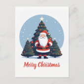 Schattigee Cartoon Sinterklaas en Kerstboom Briefkaart (Voorkant)