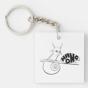 Schattigee Cartoon slak op een Plant met een posit Sleutelhanger