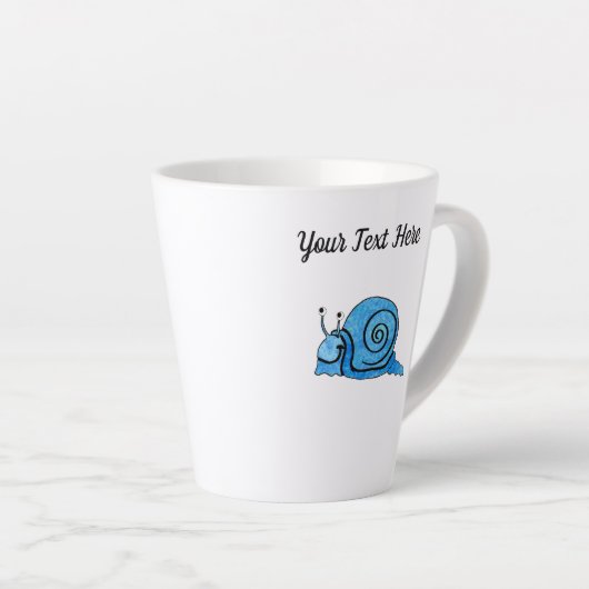 Schattigee Cartoon Slak Tie Dye Blue Patroon shell Latte Mok (Rechterhoek)