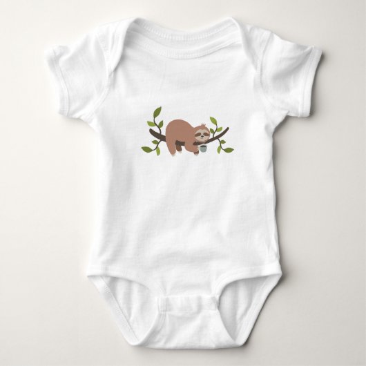 Schattigee Cartoon Sloth Baby Bodysuit (Voorkant)