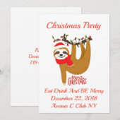Schattigee Cartoon Sloth Christmas Kaart (Voorkant / Achterkant)